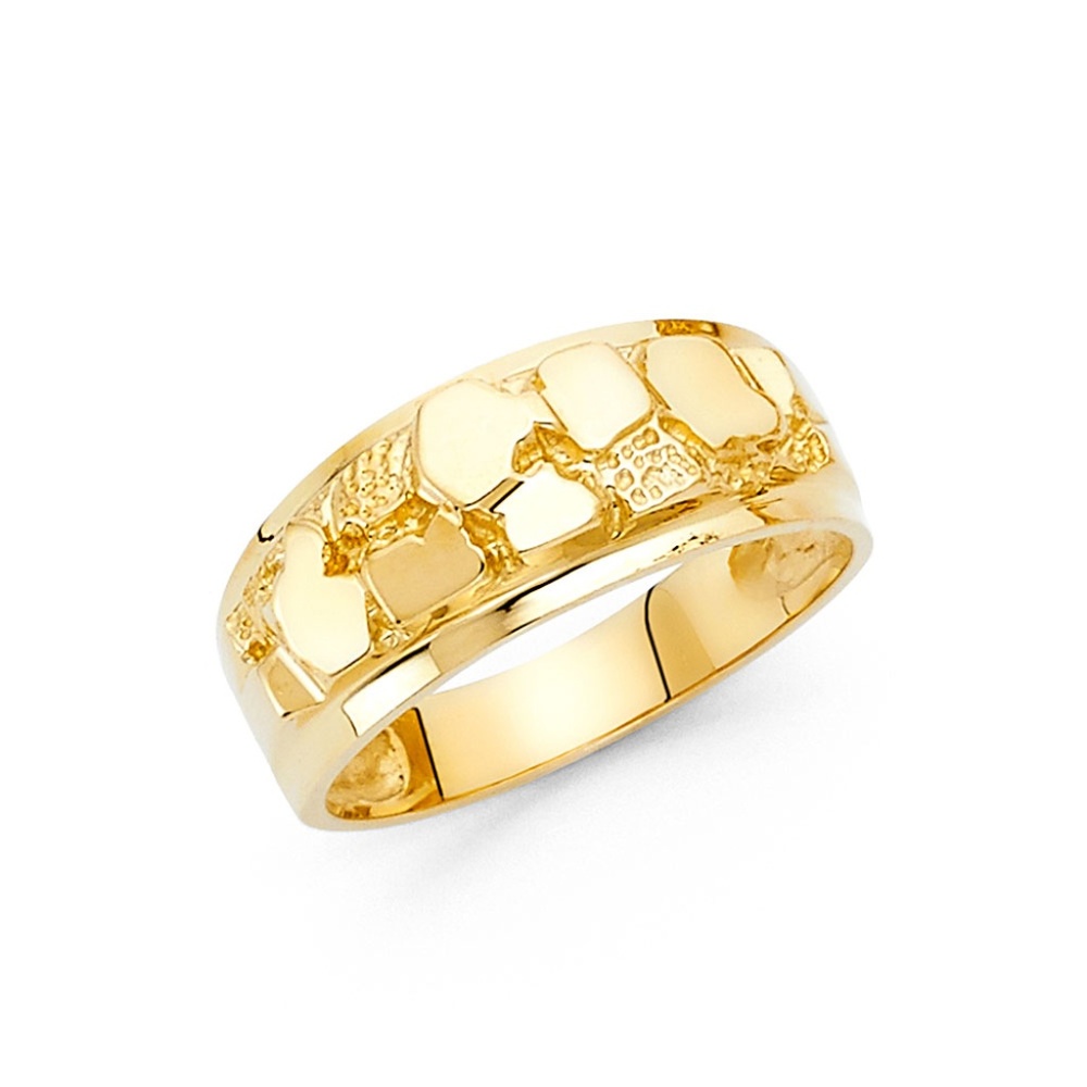 14K Yellow Gold Mens Nugget Ring